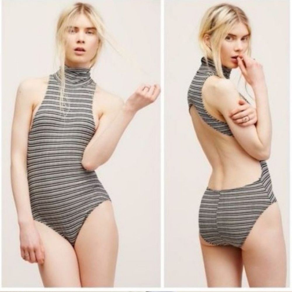 XS Striped Free people backless bodysuit
